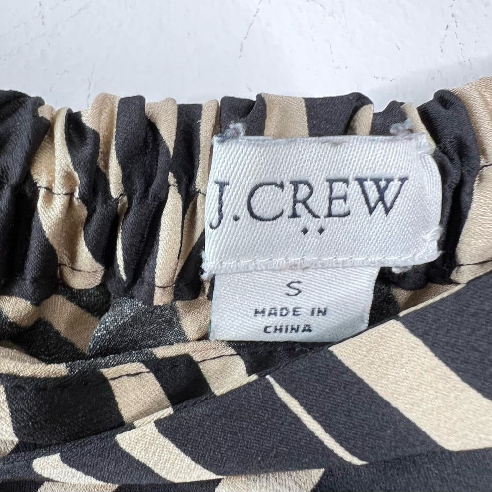 J. Crew Black and Tan Zebra A-Line Skirt silky stretch waist sz S Lagenlook Chic - Picture 5 of 7